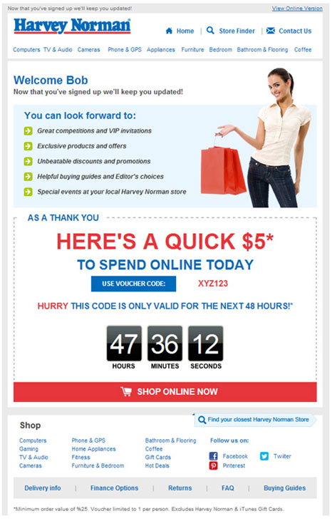 harvey-norman-welcome-email
