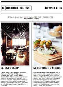 restaurant newsletter example